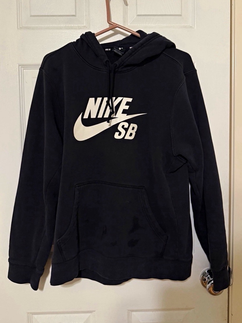 Nike SB Men's Black Pullover Hoodie Graphic Logo Pockets Drawstring Size L